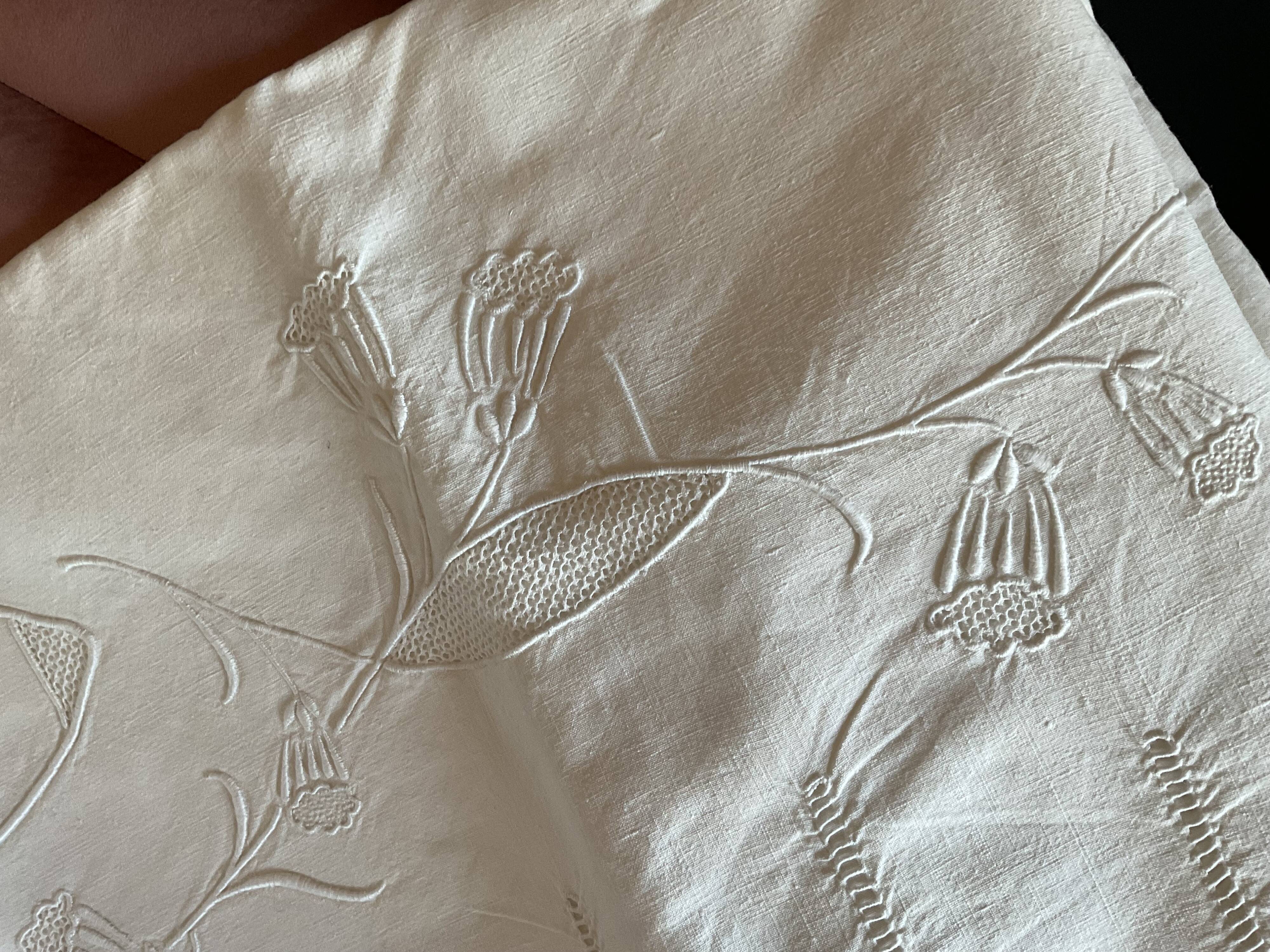 Old linen/cotton embroidered sheet