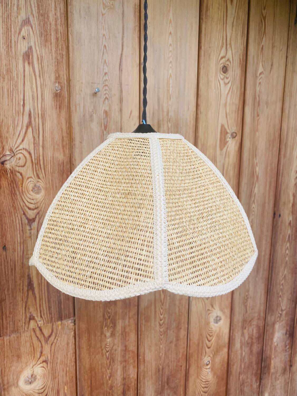 Vintage rattan flower pendant