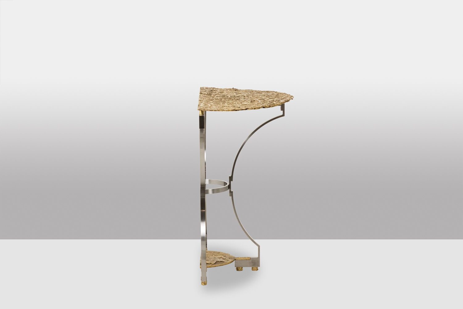 Pair of metal and bronze cast consoles. Contemporary.