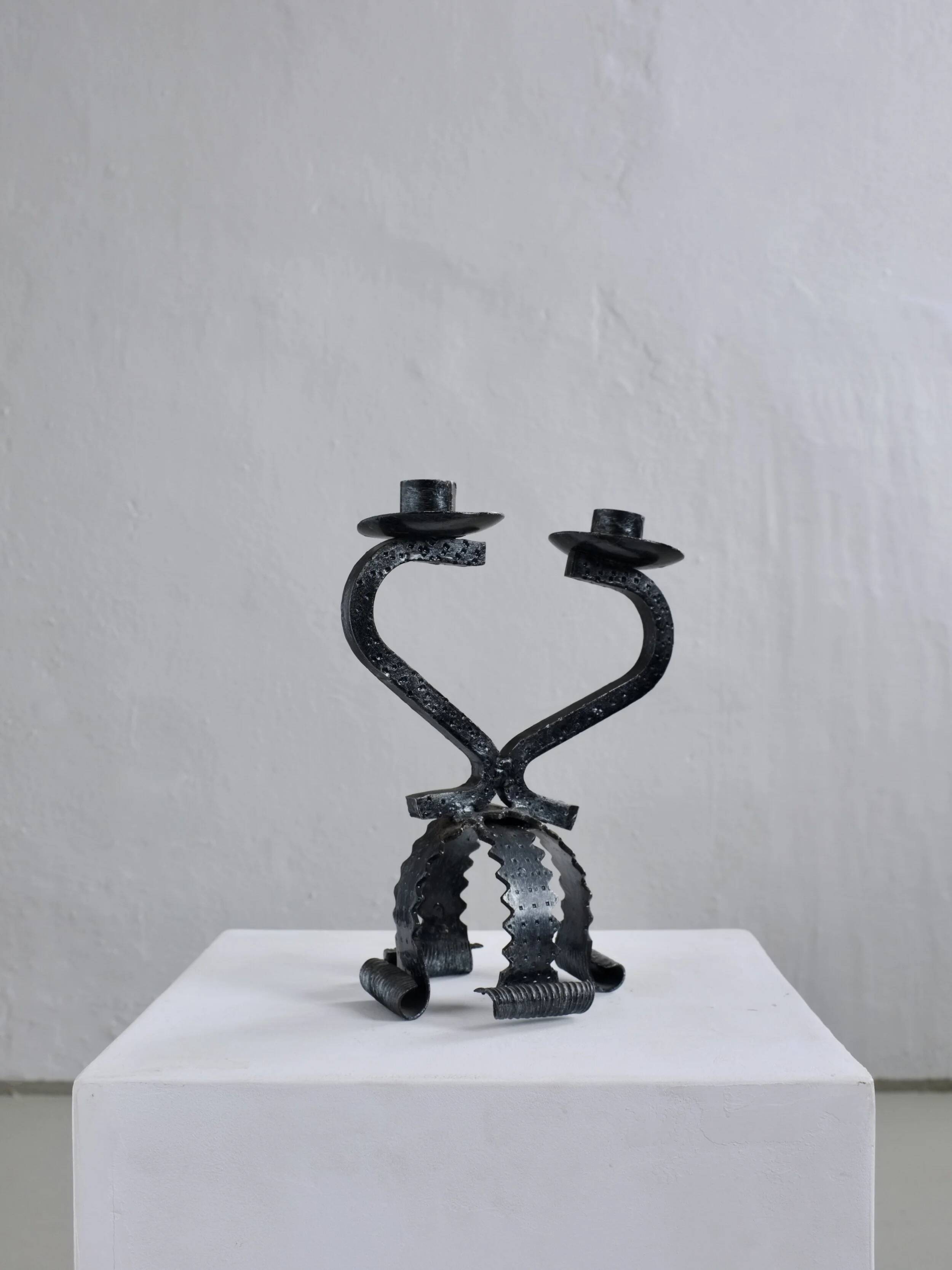 Brutalist sculptural iron candle holder | Netherlands | 1970s