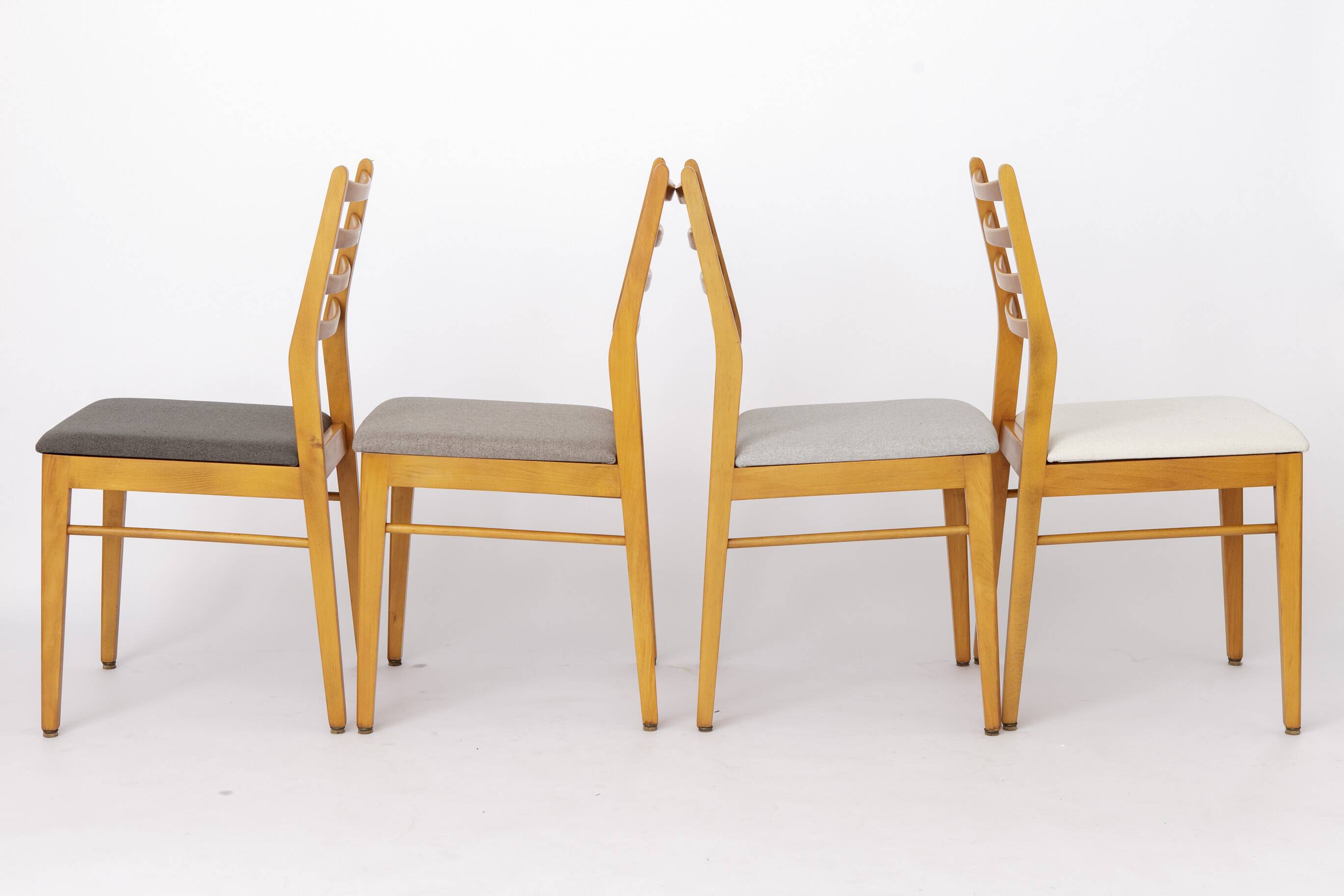 Set of 4 Vintage German Beech Dining Chairs | Newly Upholstered | 1970s