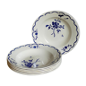 Six assiettes "grand -mère"de gien aux fleurs bleues