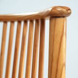 2 vintage chairs in pinewood with braided seat, 1970s