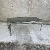 Table basse verre fumé et chrome