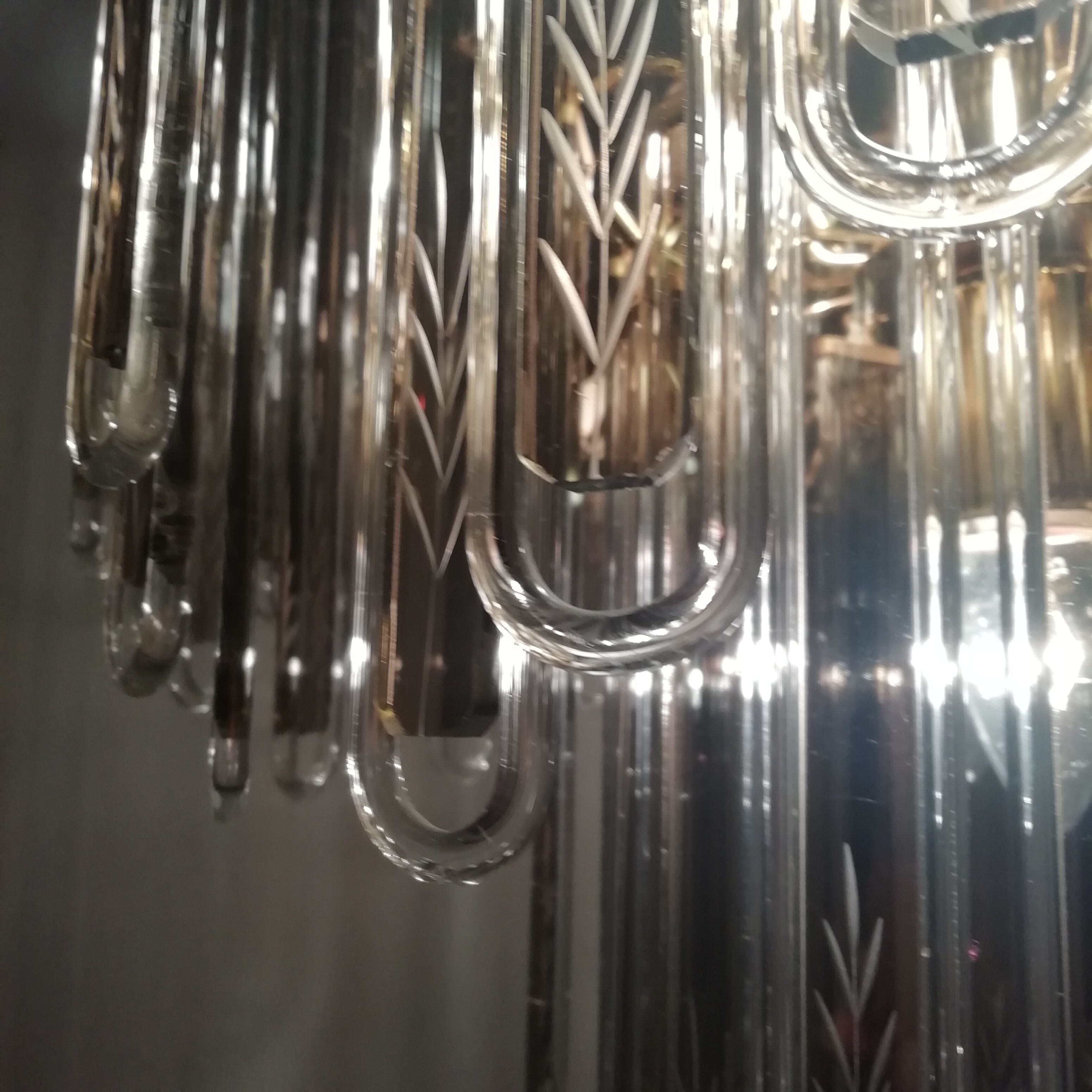 Ceiling lamp with rigid vertical crystals 1970s