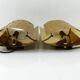 Pair of brutalist wall lights Boréns model 6477 in perforated brass – Sweden
