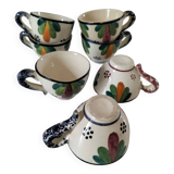 Set of 7 miniature Quimper earthenware cups