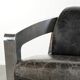 Vintage aviator design armchair in cowhide leather with aluminium