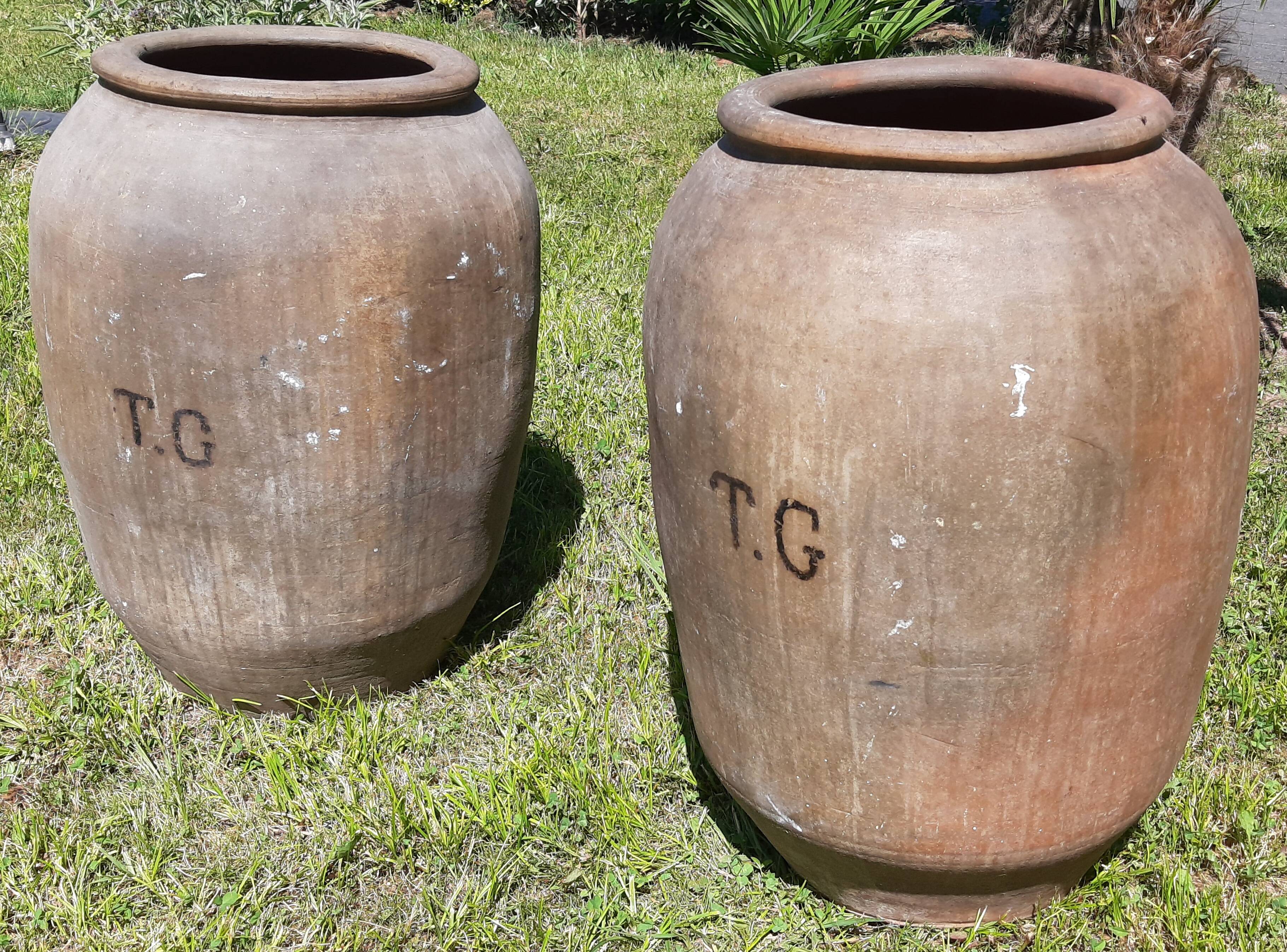 Pair of olive oil jars (or "tinajas"), Spain, 19th century