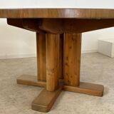 Large solid wood table 140 cm, vintage Scandinavian 70s design