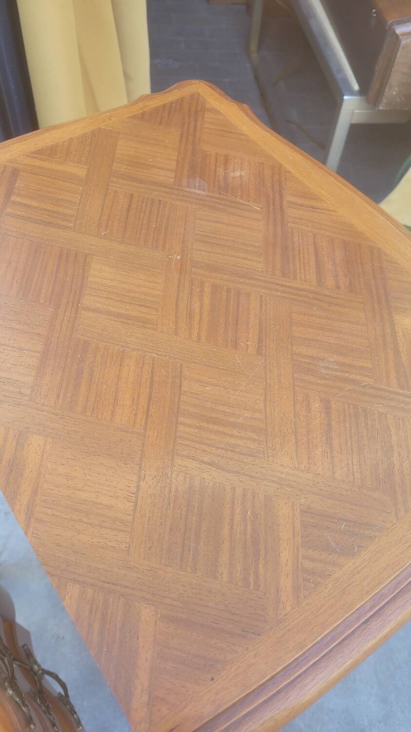 Pair of Louis xv style bedside tables in cherry wood, 3 drawers