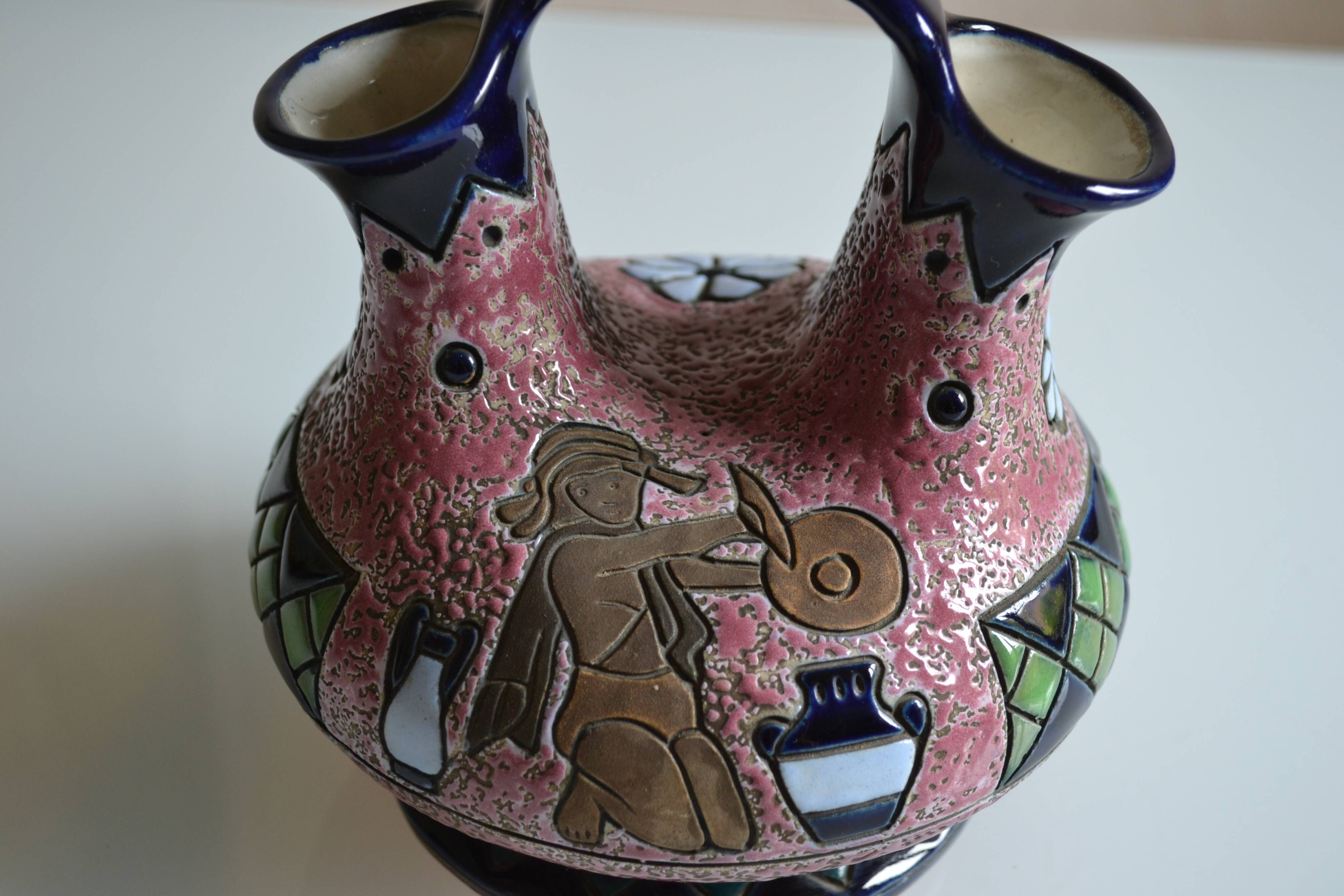 Art deco ceramic tulip vase Amphora Czechoslovakia