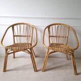 Paire de fauteuils en rotin