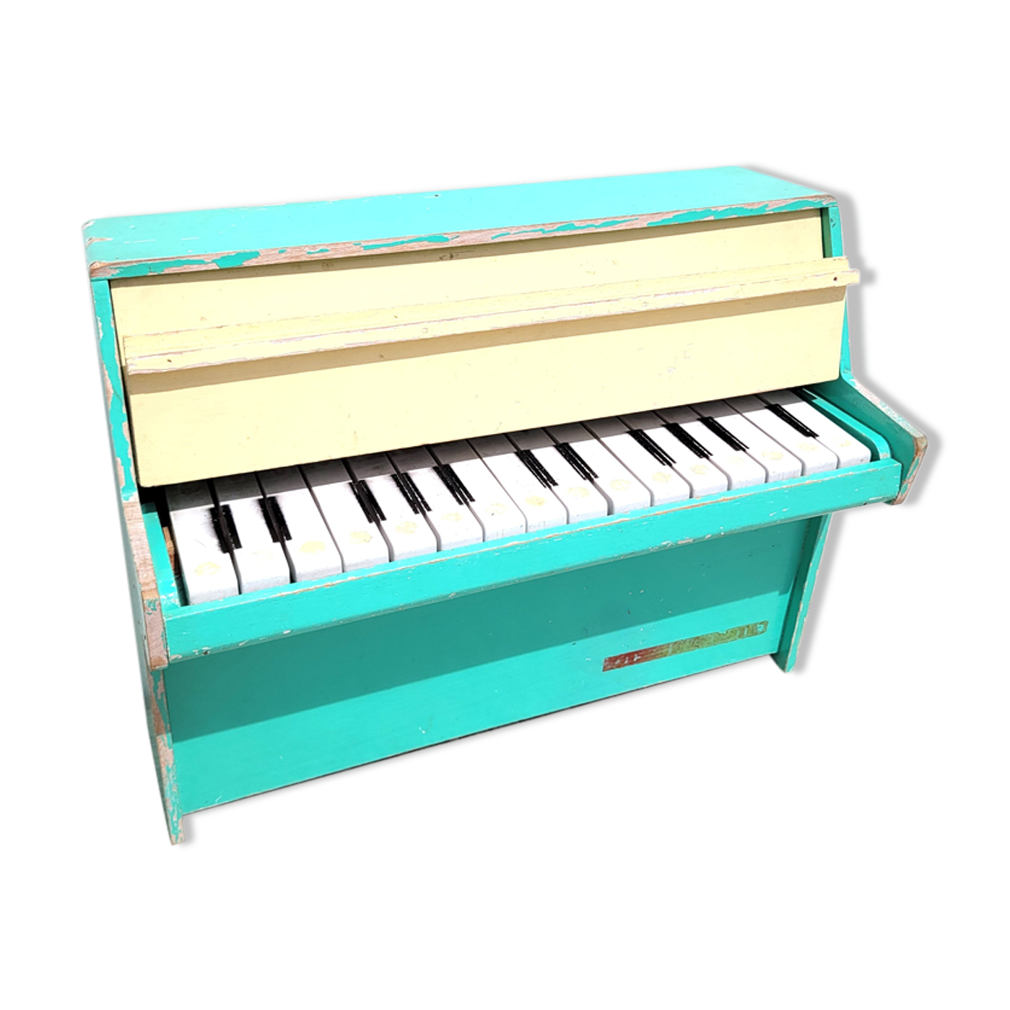 Miniature toy piano green 1950s