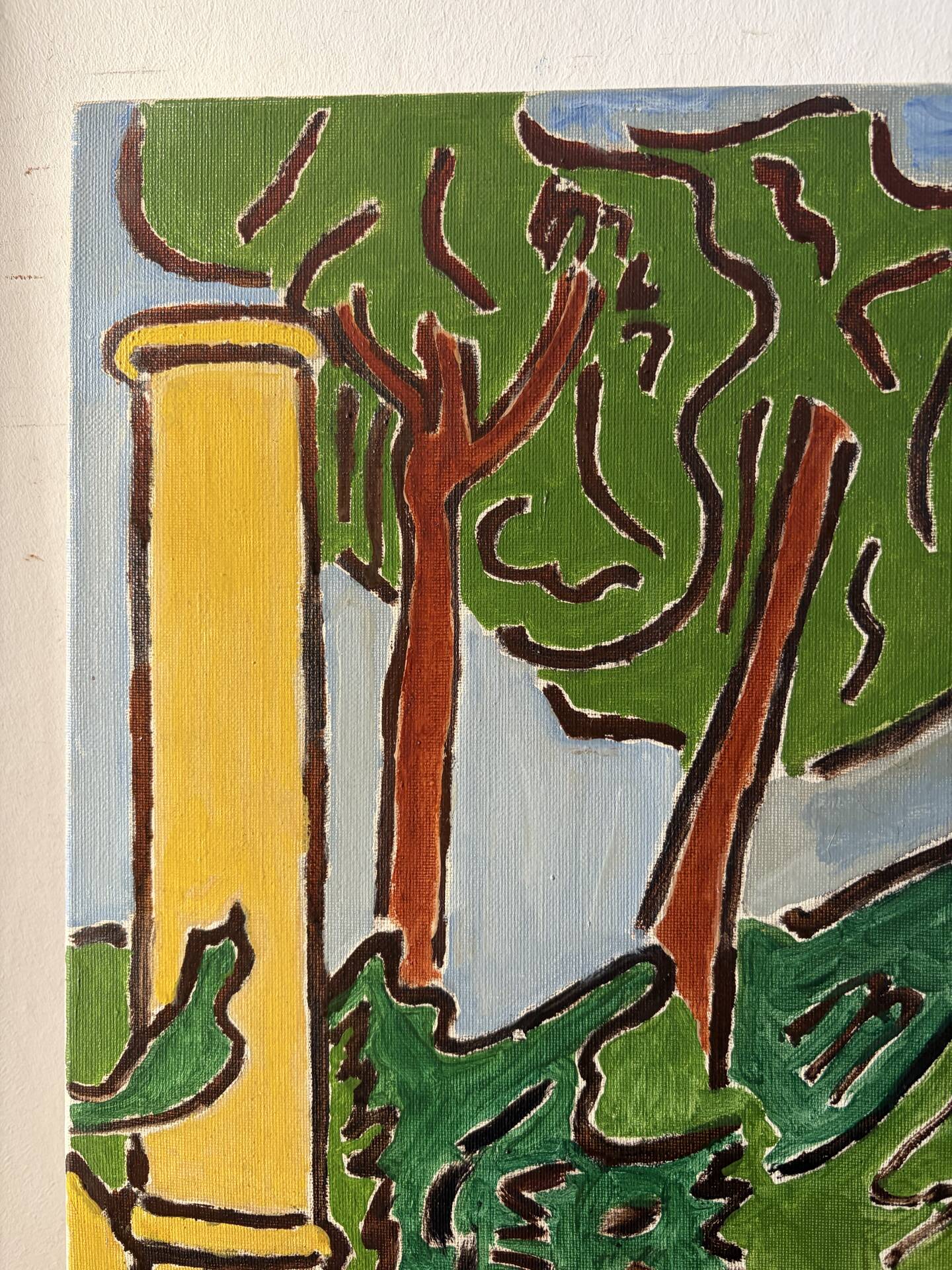 Landscape from the balcony, oil on canvas signed 1982