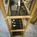 Bamboo and smoked glass bookcase shelf circa 1970