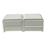 Paire de tables de nuit Space Age en bois laqué blanc