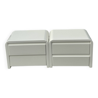 Paire de tables de nuit Space Age en bois laqué blanc