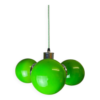 Space Age green glass hanging light