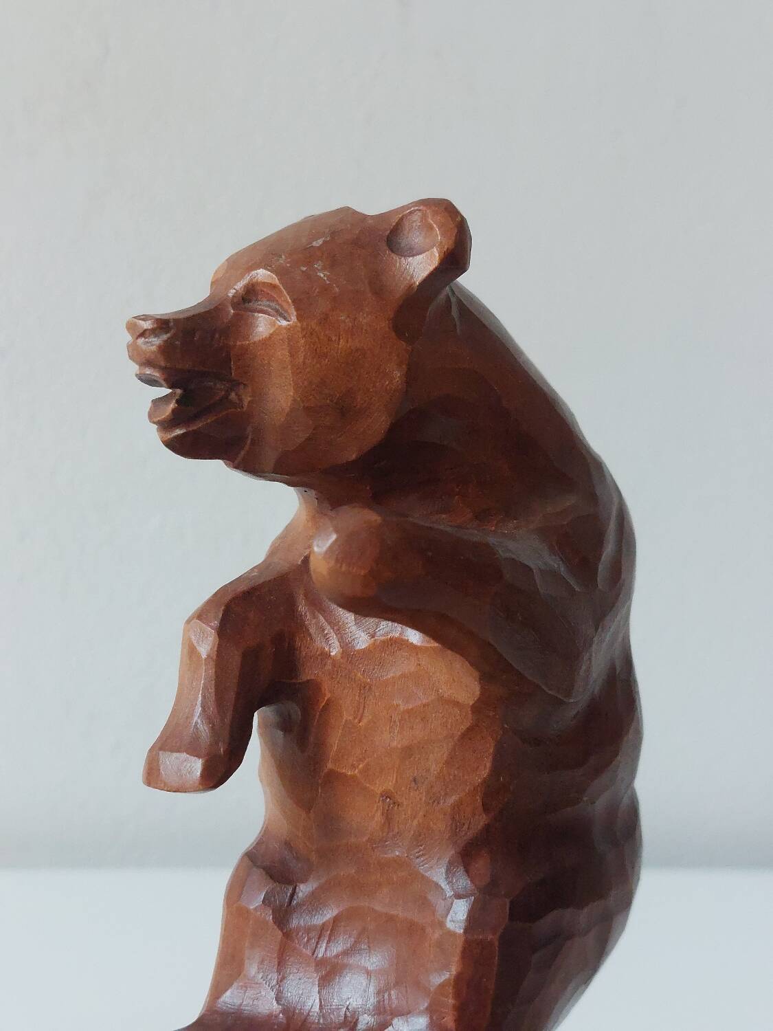 Paire de serre-livres vintage en bois sculpté à la main, décor ours