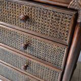 Vintage rattan bamboo chest of drawers