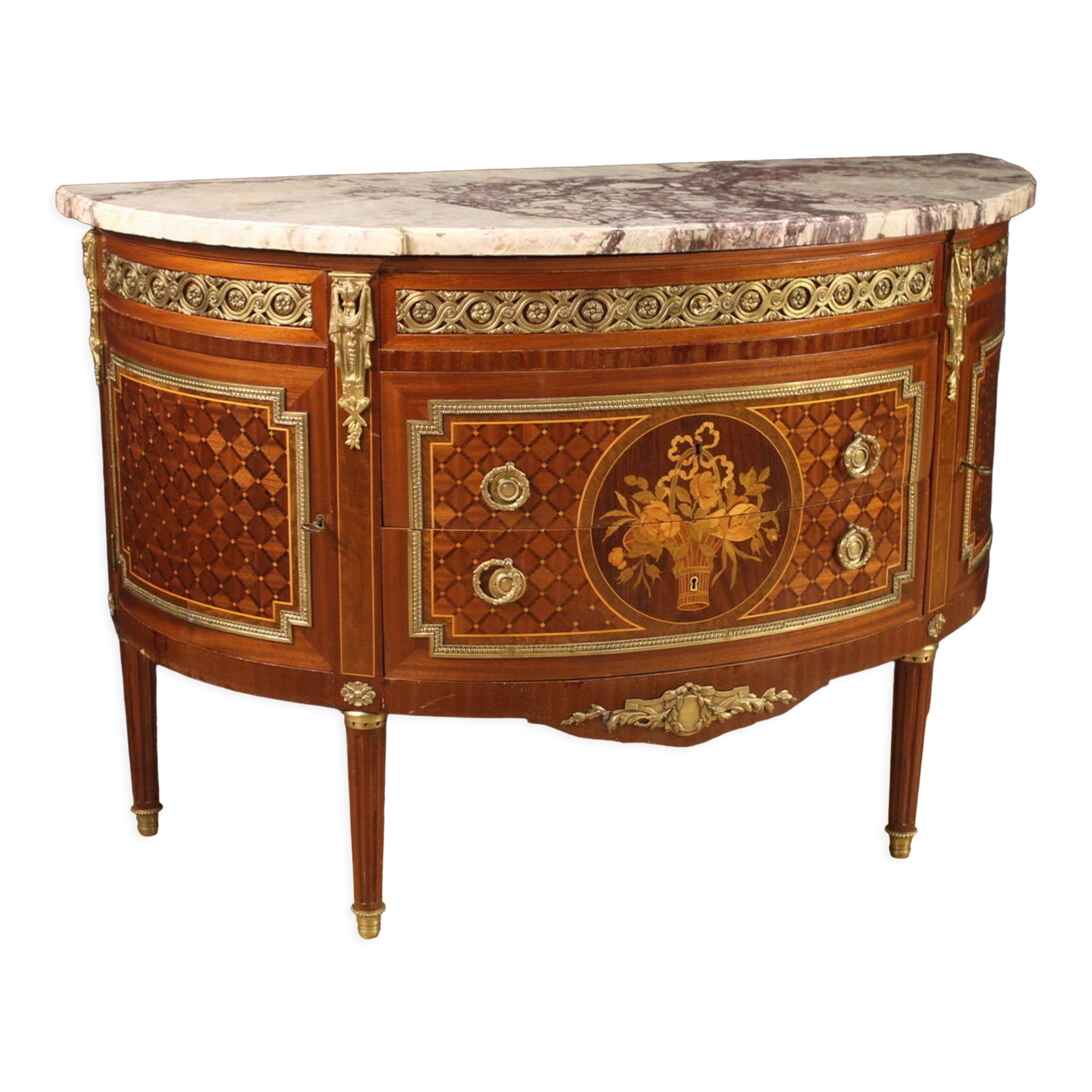 Half-moon dresser with marble top from the XXth century
