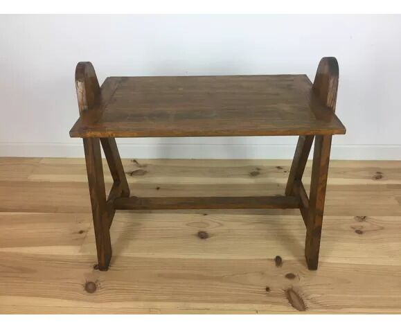 Mid-century solid wood compass side table