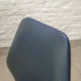 Set of Four Vintage Kitchen Chairs, Night Blue Leatherette with Chrome. 60s