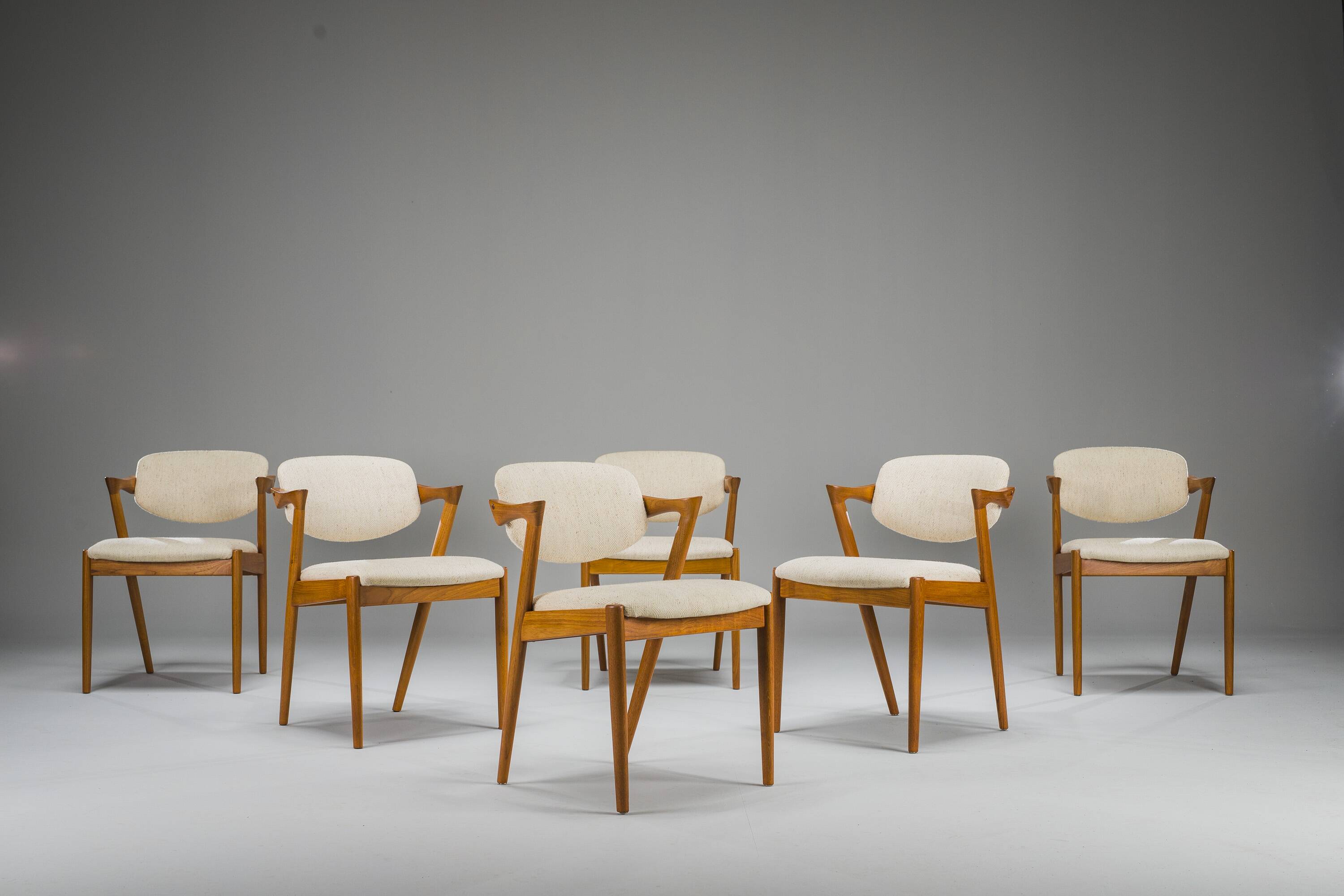 Dining Chairs Model 42 in Teak, Kai Kristiansen for Schou Andersen, 1960s,