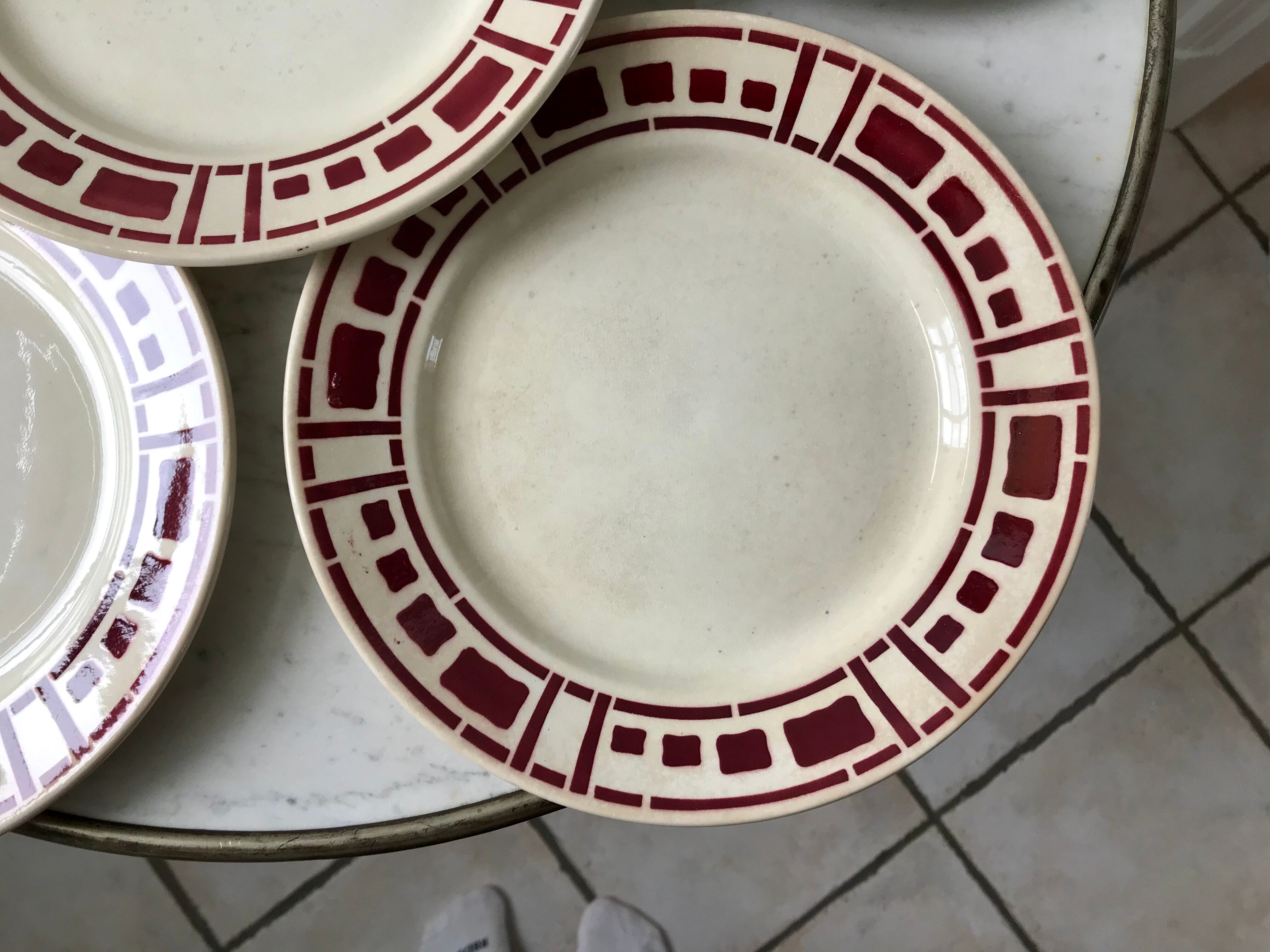 Set of 6 flat plates Badonviller model "Barbizon" 30s