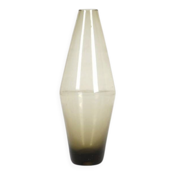 Vase en verre fait main de style mid-century / design danois moderne / verre fumé / années 1960 / années 1970