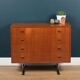 Retro teak 1960s danish chest of drawers on metal legs