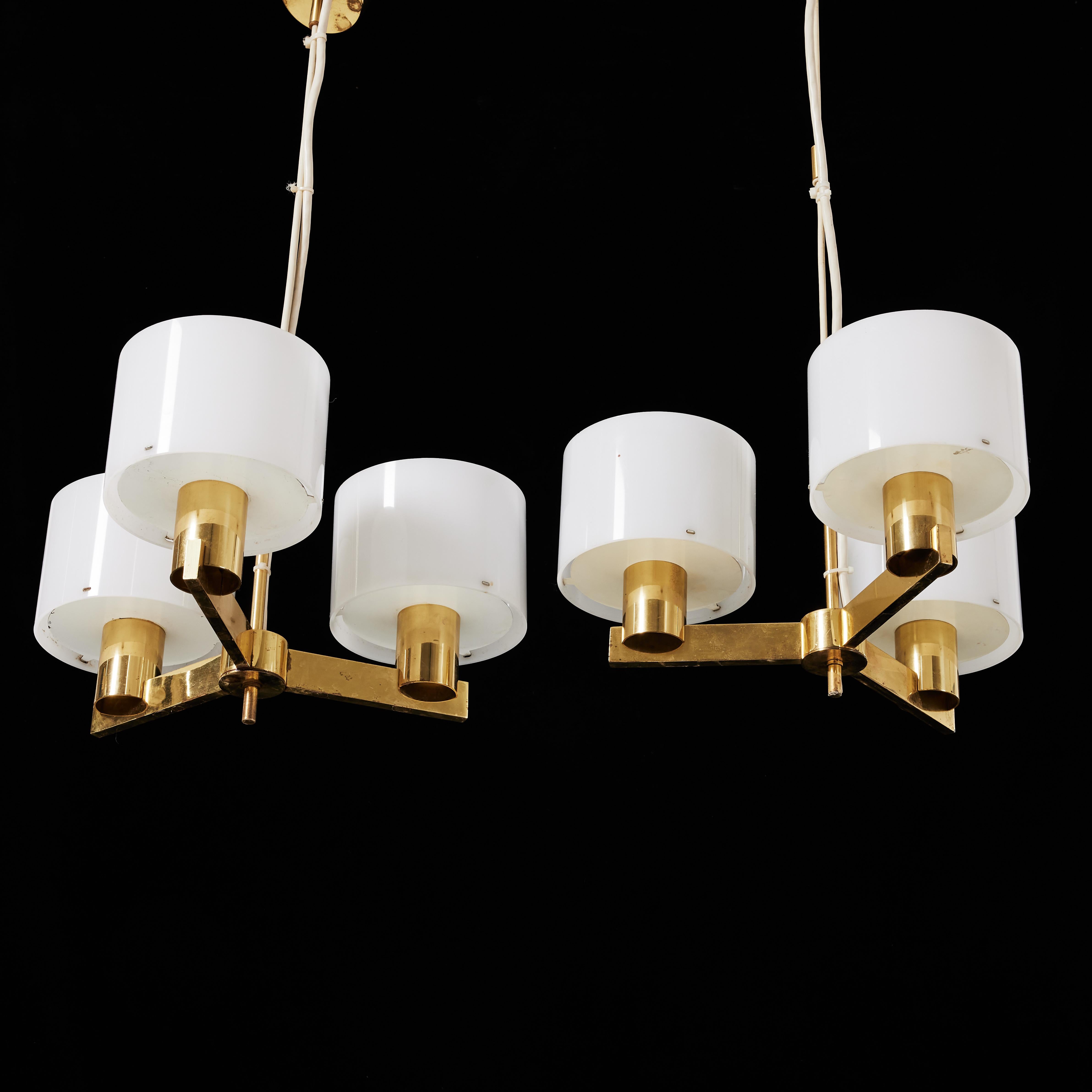 Three-armed chandelier by hans agne jakobsson ab markaryd sweden marked 1960.