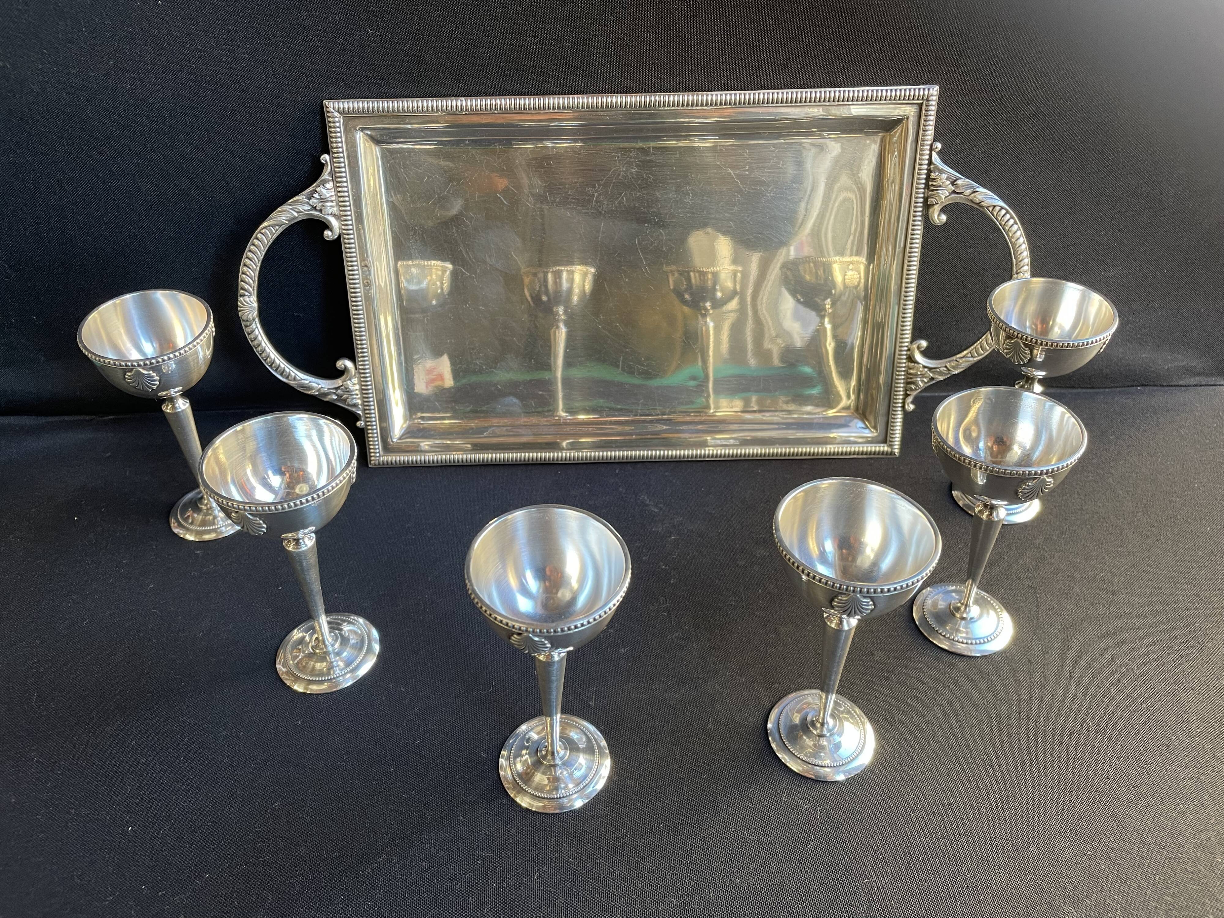 Louis XV style silver metal liquor service