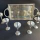 Louis XV style silver metal liquor service