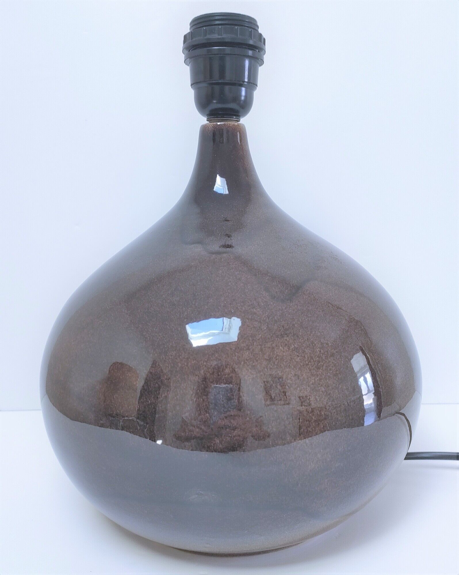 Lampe céramique signée abat-jour herbier hauteur 59 cm