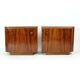 Pair of Art Deco bedside tables in walnut and black glass, Czechoslovakia.