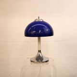 Vintage blue acrylic and chrome mushroom table lamp - Germany Space Age