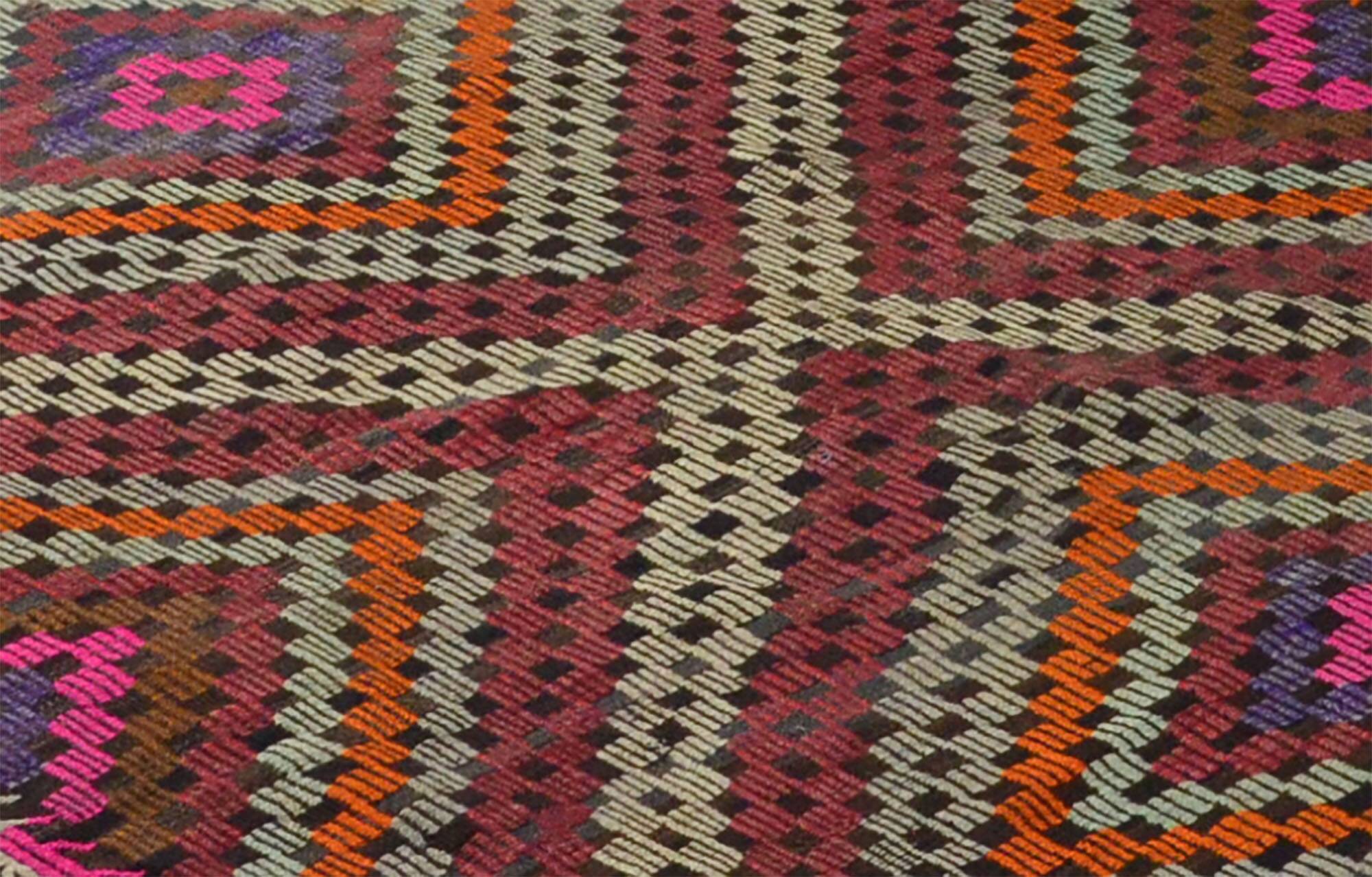 Grand kilim vintage d'Usak, 293 x 198 cm, laine 100 %, tissé à la main – un