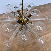 Design art glass and brass chandelier by Rene Roubicek, Czechoslovakia, 1960s