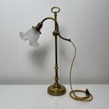 1900s style desk lamp with old crystal lampshade, up and down system
