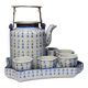 Chinese Qing style porcelain tea set calligraphy "Epitaph" vintage