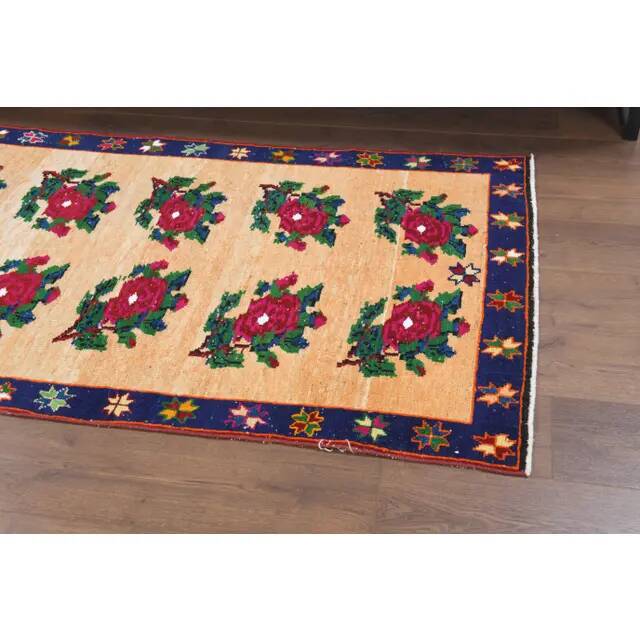 1970s Vintage Turkish Oushak Handmade Wool Cotton Orange Area Rug 102x155
