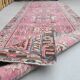 1970s Vintage Turkish Hand-Knotted Wool Cotton Pink Runner Rug 95x320