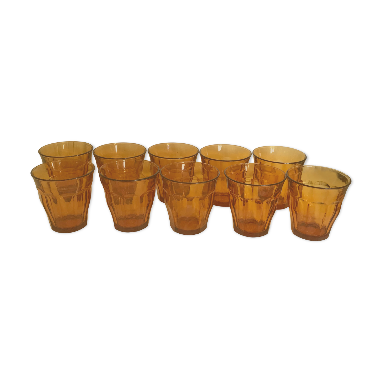 10 vintage Duralex water glasses