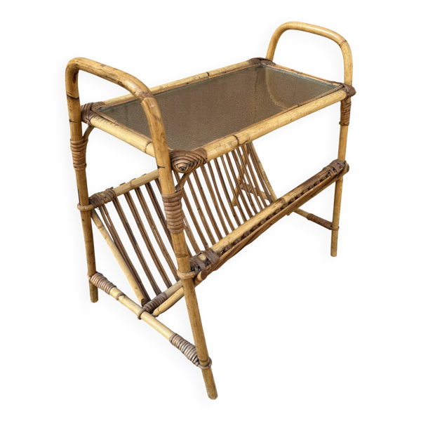 Table d’appoint en Rotin des années 50 Italie