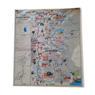 Educational map Aquitaine Basin Pyrenees Jura Alpes Rhone Valley