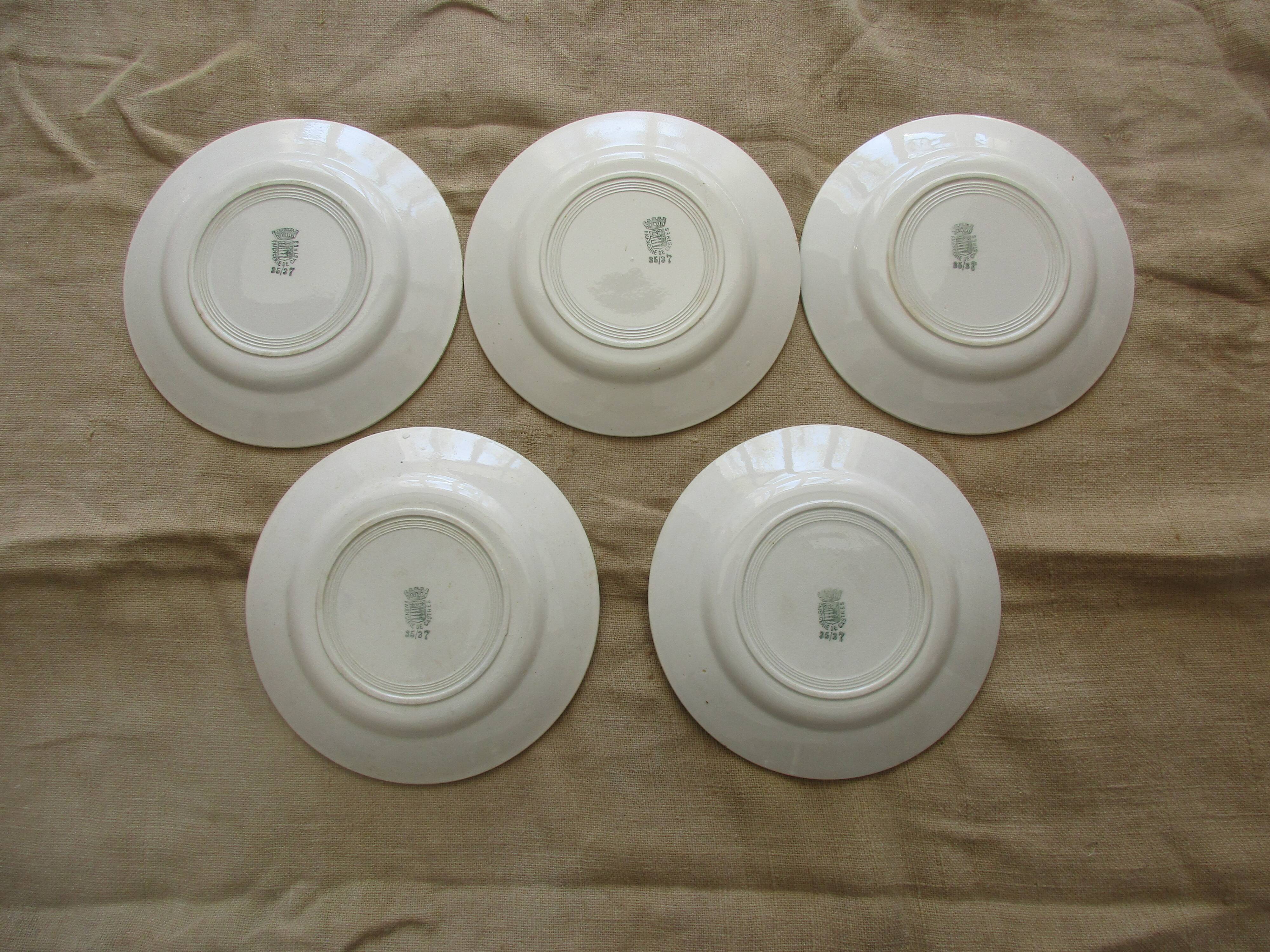 Lots of 5 plates a dessert faiencerie de castres