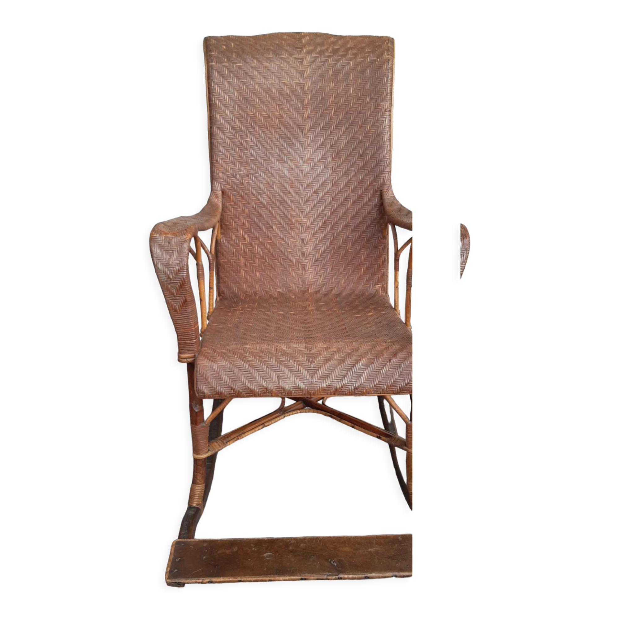 Rocking chair rotin et bois