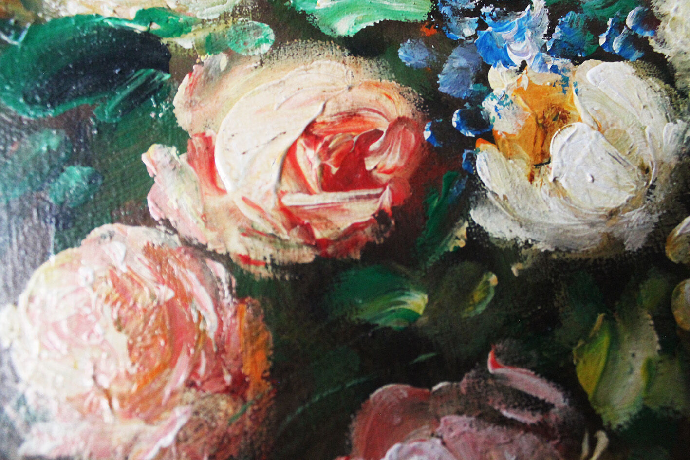Painting bouquet old oil on canvas
